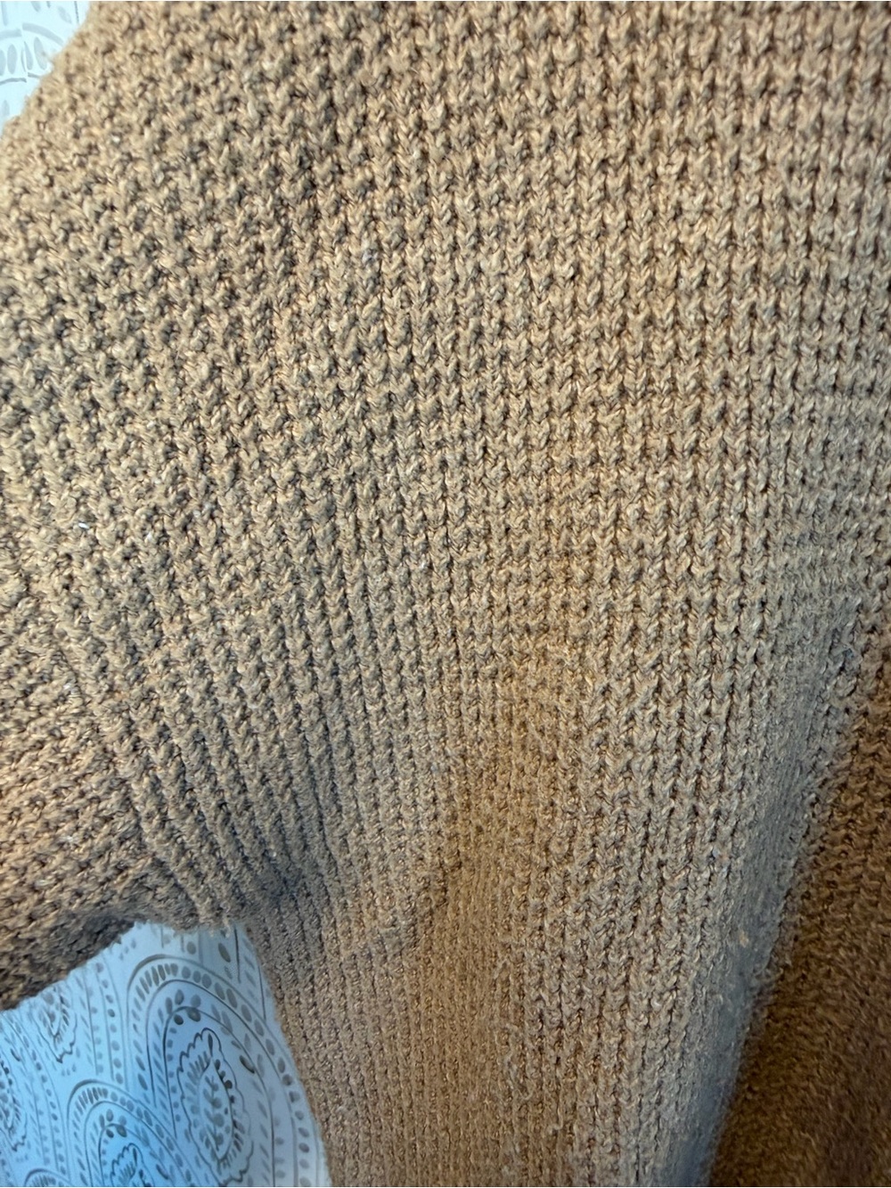 Aerie Oversized Small Brown / Tan Knit Sweater Pullover Quarter Zip Stretchy - Picture 4 of 8